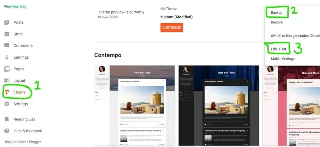 Blogger Dashboard में जाये