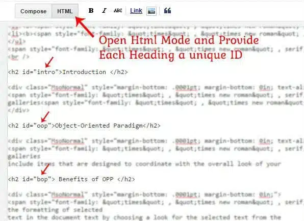 html tag id daale