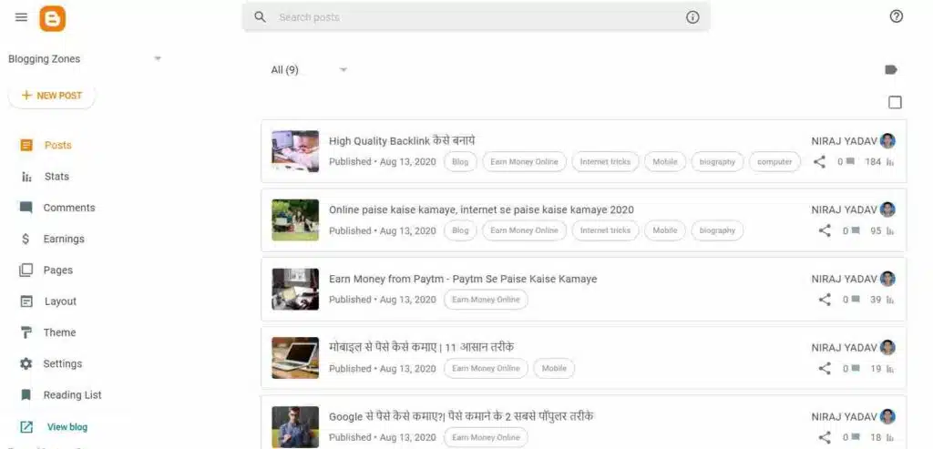 Blogger में "Table of Contents" कैसे Add करे | TOC Easy Guide 2 blogger dashboard