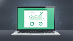 Future-ready blogging strategy dashboard with green growth chart